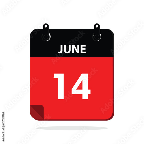 calender icon, 14 june icon with white background