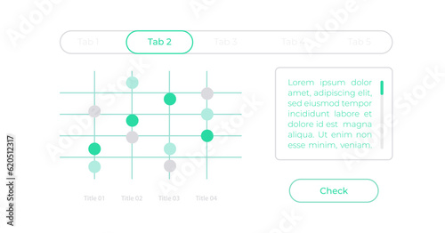 Dot plot UI element template. Editable isolated vector dashboard component. Flat user interface. Visual data presentation. Web design widget for mobile application with light theme