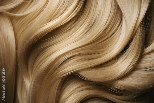 Blonde hair texture, well-groomed hair, macro, closeup, Generative AI