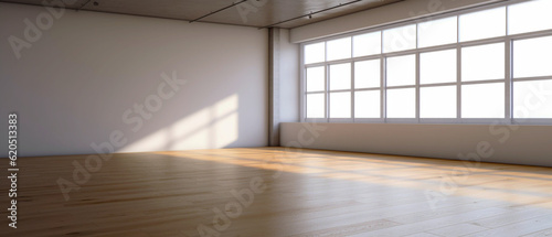 Interior empty white apartment. Modern design. Big light room with copy space. Generative AI  