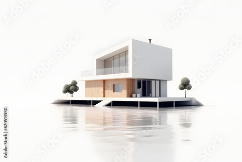 3d minimalist modern house Made with Generative AI © Ky
