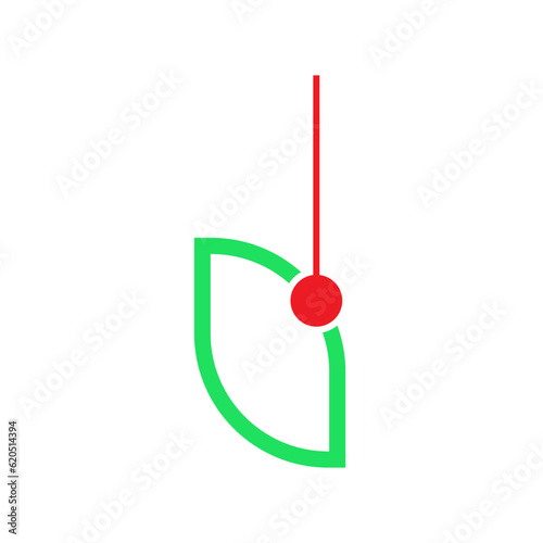 Blank green leaf with red line vector design element. Abstract customizable symbol for infographic with blank copy space. Editable shape for instructional graphics. Visual data presentation component © bsd studio