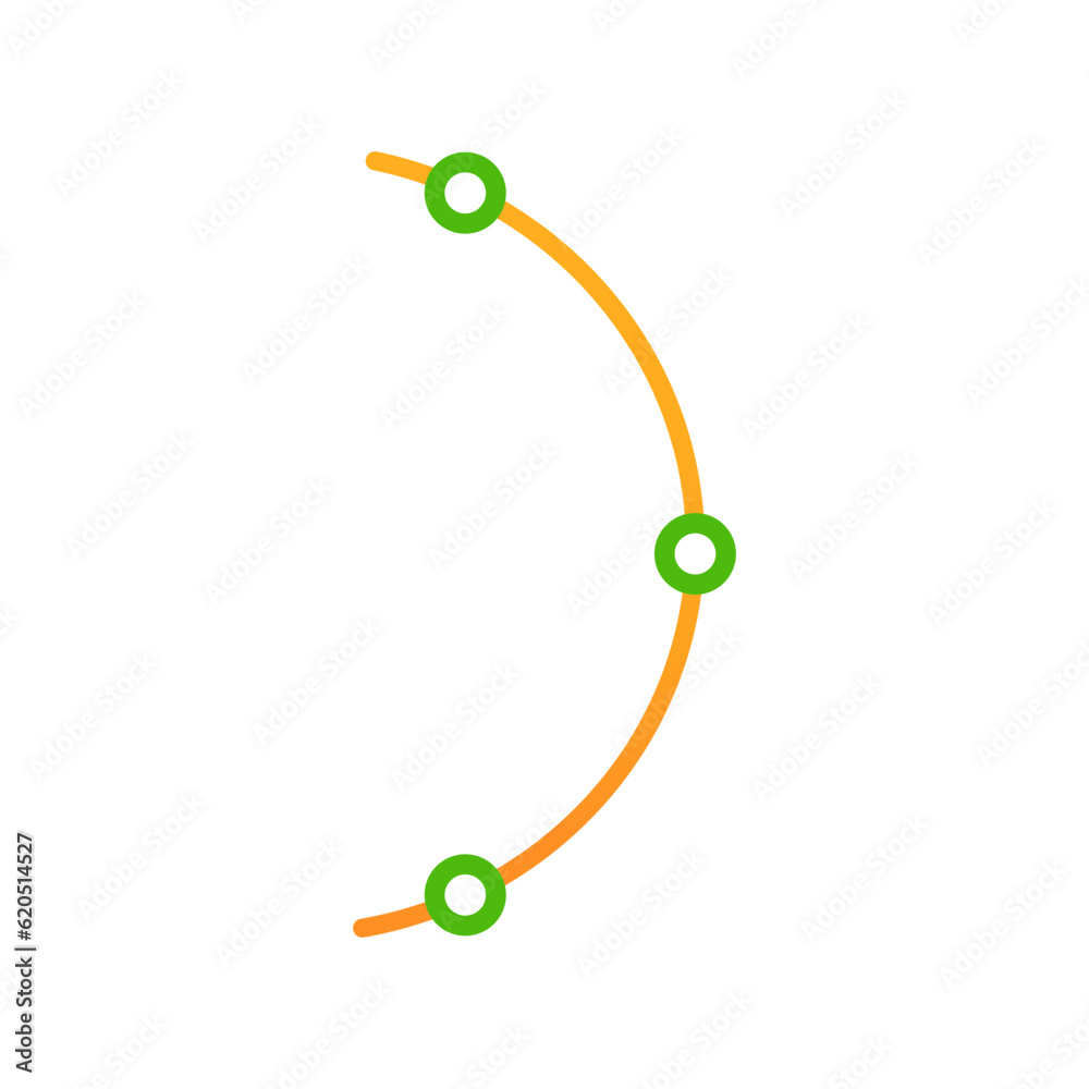 Orange curved line with green points vector design element. Abstract customizable symbol for infographic with blank copy space. Editable shape for instructional graphics. Visual presentation component Orange curved line with green points vector design element. Abstract customizable symbol for infographic with blank copy space. Editable shape for instructional graphics. Visual presentation component