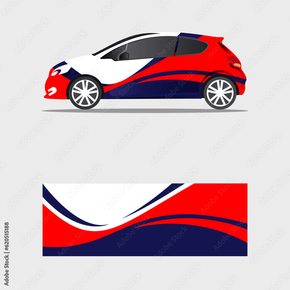 wrapping car decal creative blue red elegant concept design vector