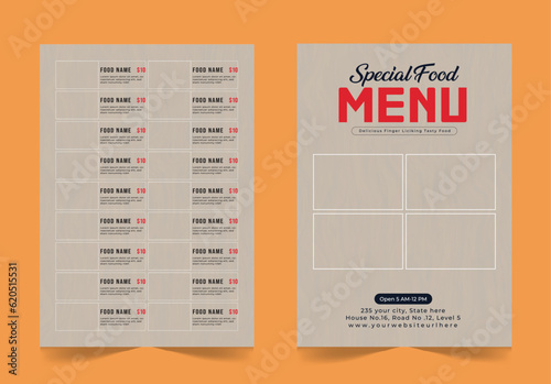  Restaurant cafe food menu card design template, Fast food menu card design, food flyer template photo