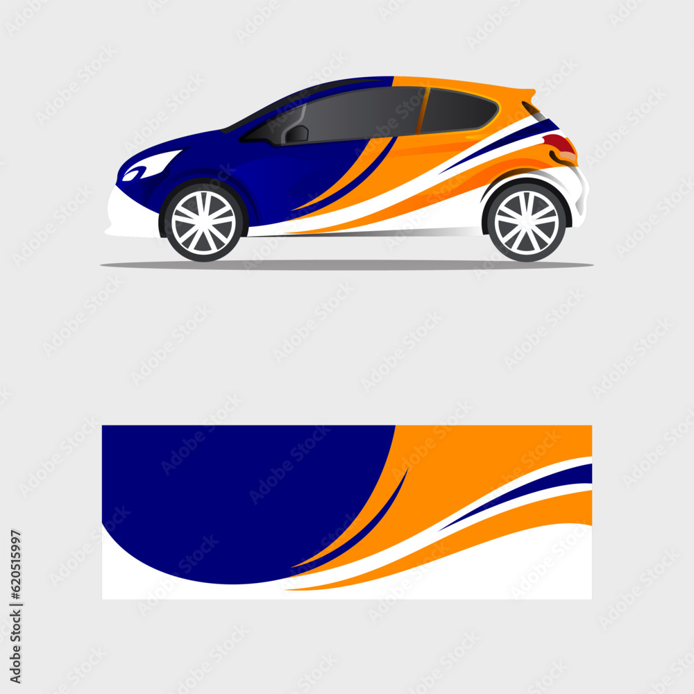 wrapping car decal dark blue luxury creative design vector