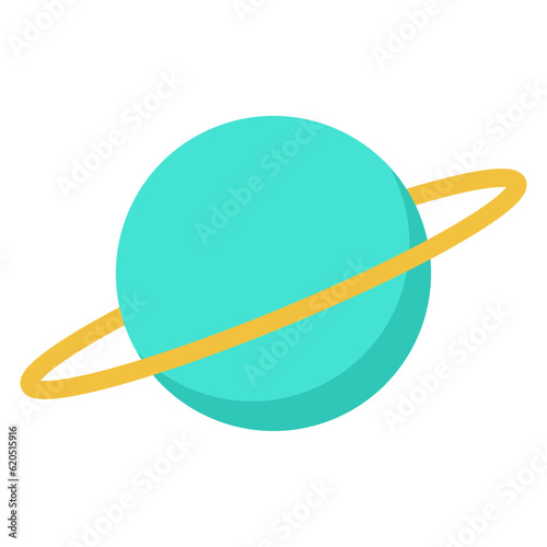 Uranus planet surrounded by ring brochure element design. Solar system. Vector illustration with empty copy space for text. Editable shapes for poster decoration. Creative and customizable frame