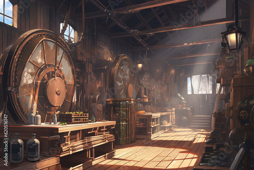 繊細で芸術的なスチームパンク系背景のイラスト(AI generated image)