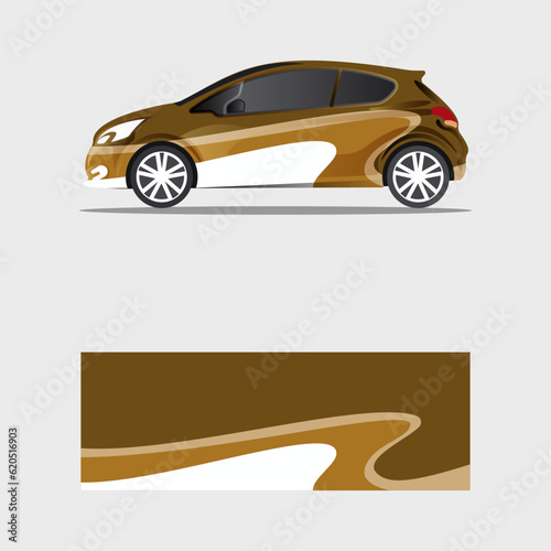 wrapping car decal flame brown design vector