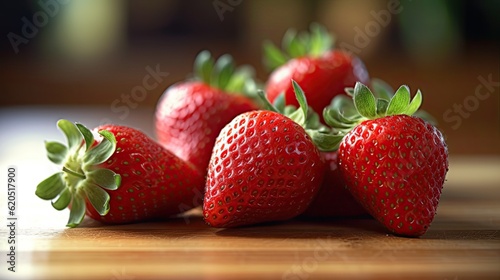 strawberries on wooden background