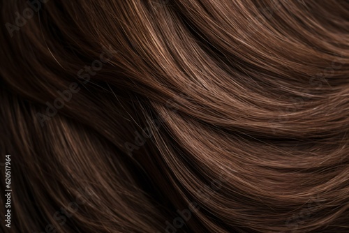Brunette hair texture, well-groomed hair, macro, closeup, Generative AI