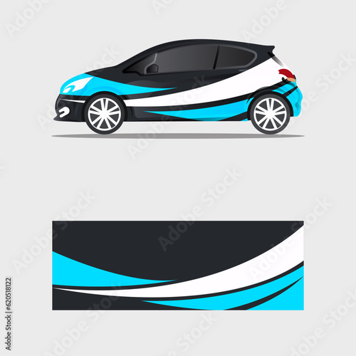 wrapping car decal wave blue design vector