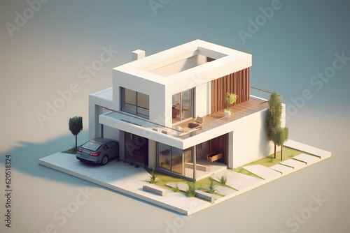 3d minimalist modern house Made with Generative AI © Ky