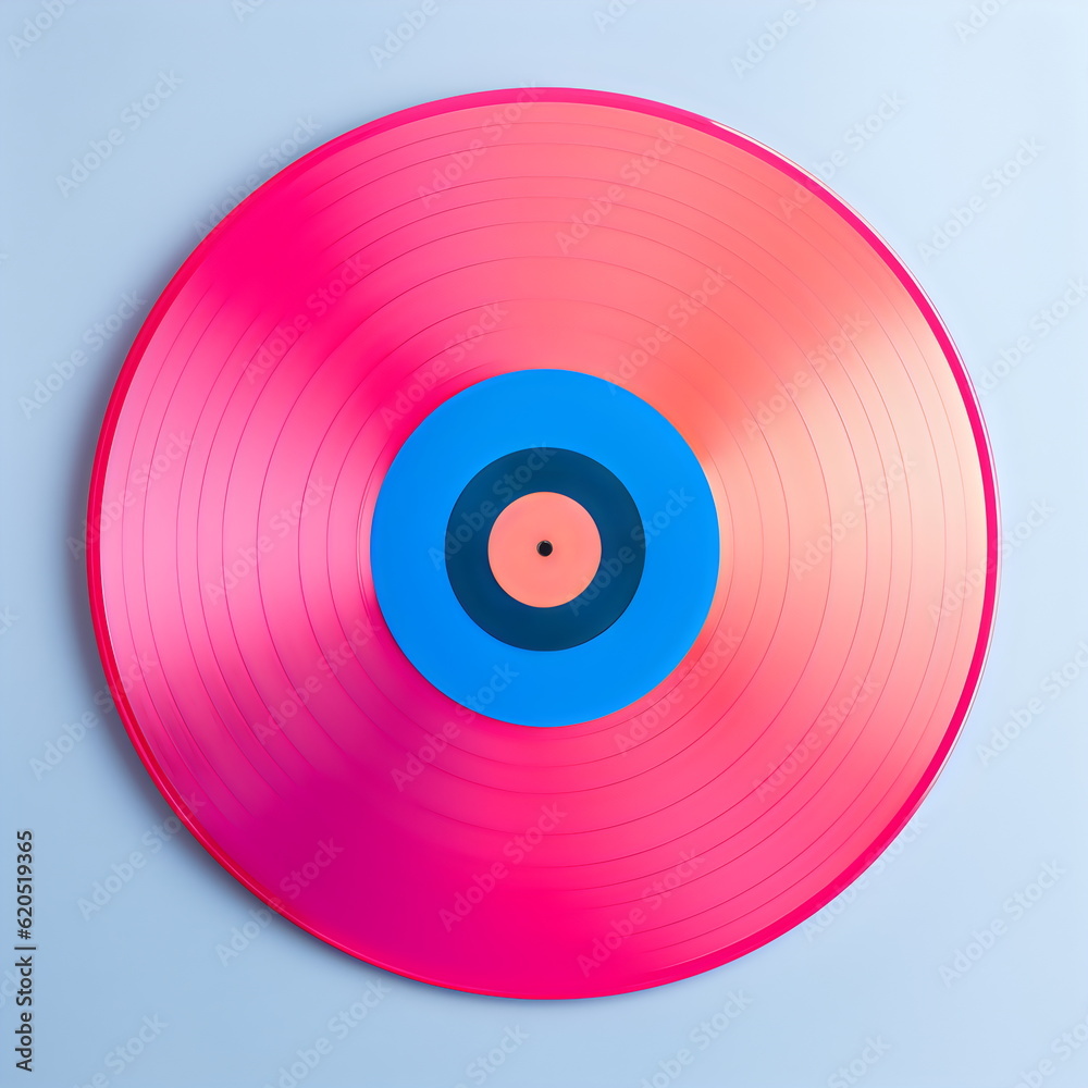 pink 78 record isolated on plain blue studio background, made with generative ai pink 78 record isolated on plain blue studio background, made with generative ai
