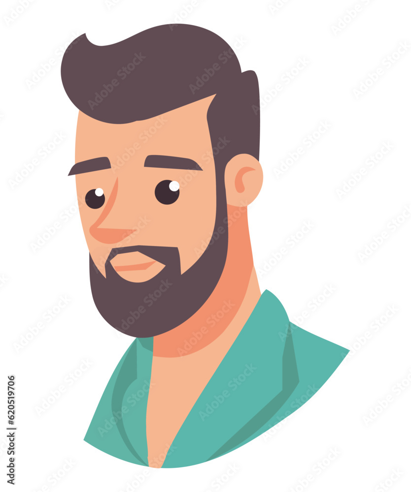 Smiling cartoon businessman with beard, a symbol of success and happiness