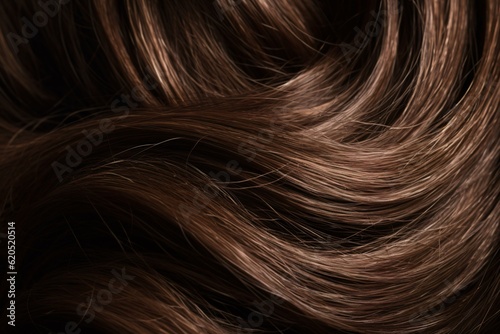 Brunette hair texture  well-groomed hair  macro  closeup  Generative AI