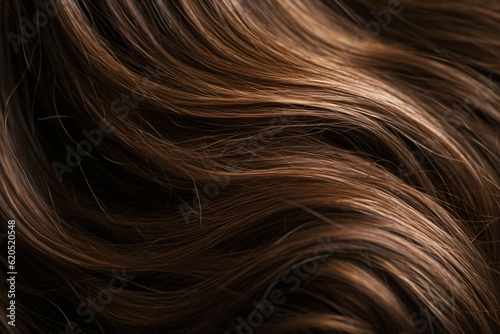 Brunette hair texture, well-groomed hair, macro, closeup, Generative AI