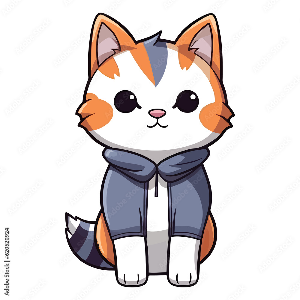Obraz premium Charming Minskin: Captivating 2D Cat Illustration