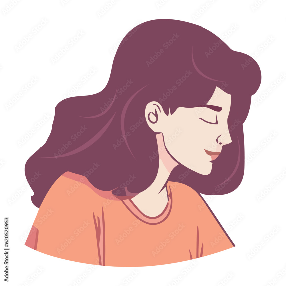 A cute cartoon avatar of a smiling young adult woman A cute cartoon avatar of a smiling young adult woman