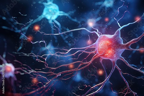  Scientific illustration of neural tissue and medical   Generative AI © midart