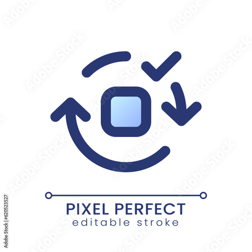 Fototapeta Naklejka Na Ścianę i Meble -  Applying spin motion effect pixel perfect gradient fill ui icon. Added video transition. Film editing. Modern colorful line symbol. GUI, UX design for app, web. Vector isolated editable RGB element