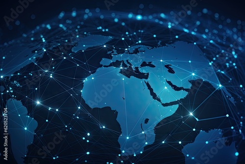 Blue Earth Map Glow Light Background Illustration