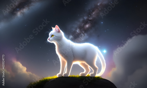 Cat  lushill style  mystical  transparent  milky way ghost cat  Generative AI  Generative  AI