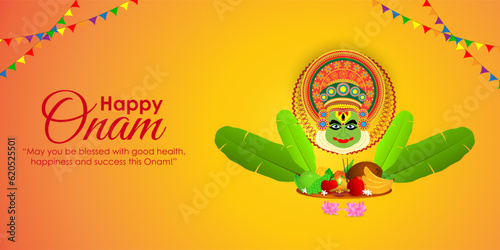 Vector illustration of Happy Onam social media story feed mockup template