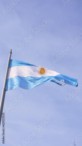 Argentine flag fluttering in the wind