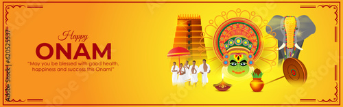 Vector illustration of Happy Onam social media story feed mockup template