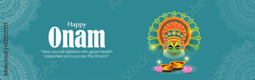Vector illustration of Happy Onam social media story feed mockup template