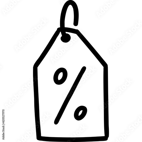 Doodle Label With Percent Sign 