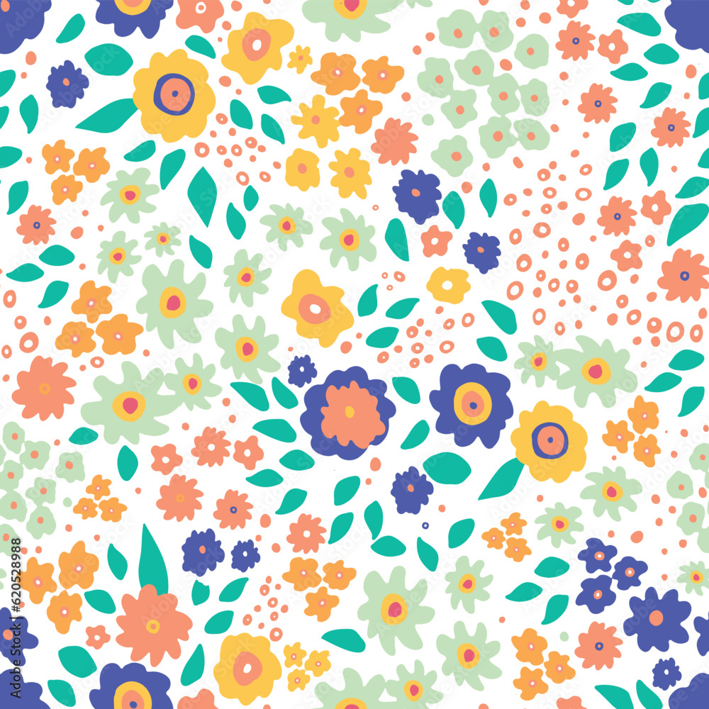 Spring Floral. Decorative vector seamless pattern. Repeating background. Tileable wallpaper print.
