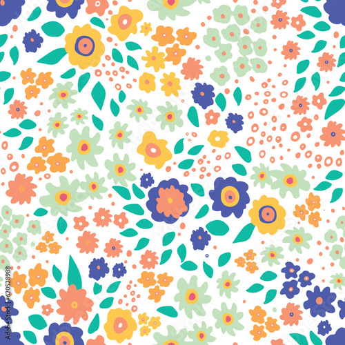 Spring Floral. Decorative vector seamless pattern. Repeating background. Tileable wallpaper print. 
