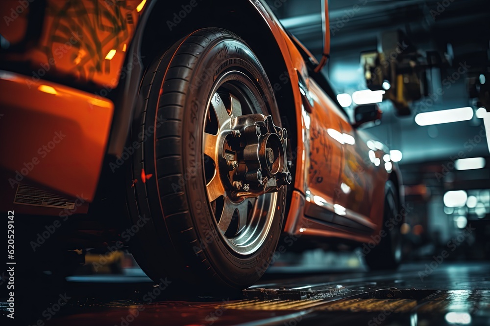 Car repair tuning garage service wheel shock absorber 
 Generative AI