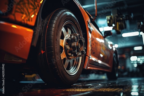 Car repair tuning garage service wheel shock absorber Generative AI