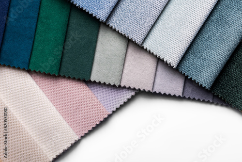 a variety of fabrics with a color palette