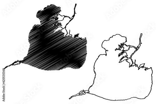 Lake St. Clair(Canada, United States, North America, us) map vector illustration, scribble sketch Lac Sainte-Claire or Saint Clair map