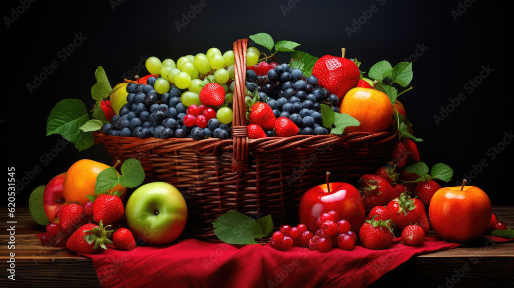 Fresh fruit in a basket Fresh fruit in a basket