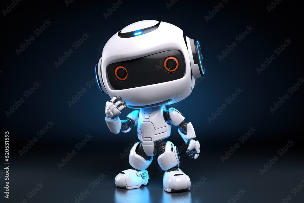 Cute robot background with copy space. AI generative. Cute robot background with copy space. AI generative.