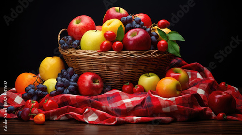 Freshly picked fruit in a basket