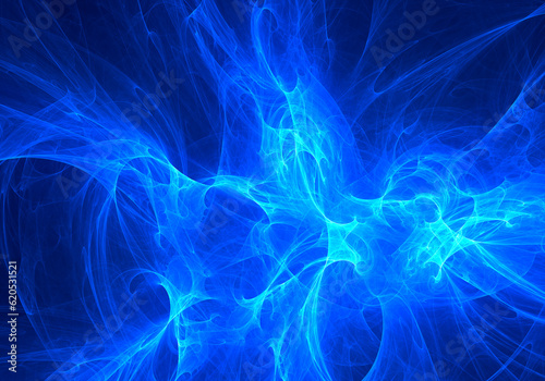 Abstract blue plasma or smoke fractal art background.