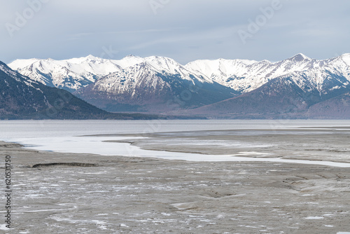 Mud flats in early spring in Turnagain Arm, Alsaka USA photo