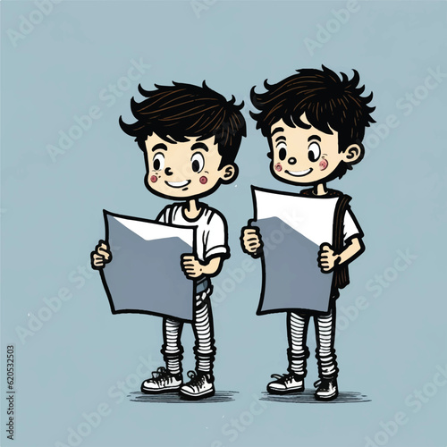 boys carry blank paper vector