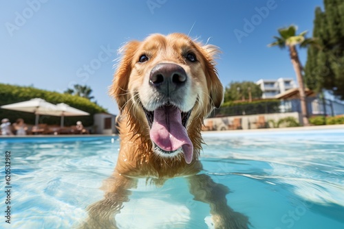 Dog's Joyful Vacation by the Water - Generative ai