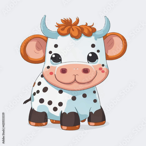 cartoon cute baby cow, vector, illustration, white background