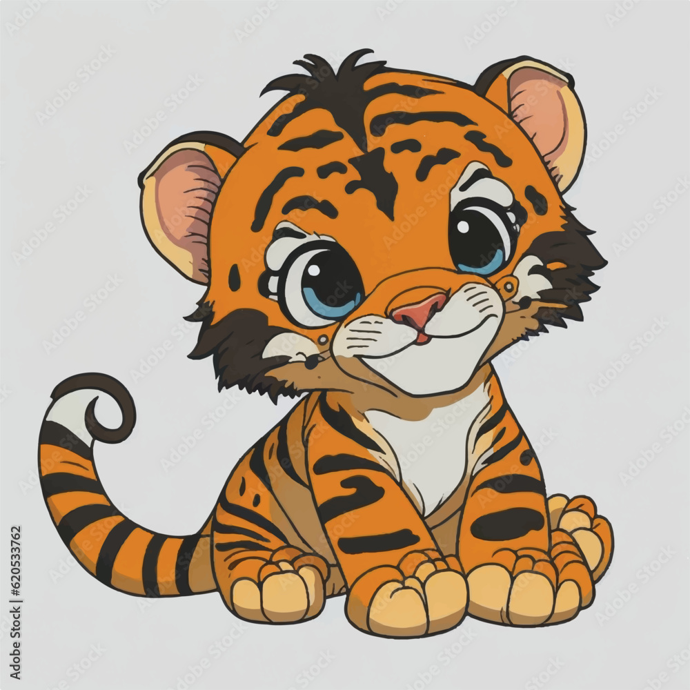 cartoon cute baby tiger sitting cartoon cute baby tiger sitting