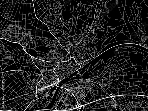 Vector road map of the city of  Schweinfurt in Germany on a black background.