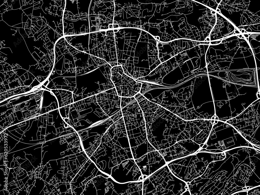 Obraz premium Vector road map of the city of Bochum in Germany on a black background.