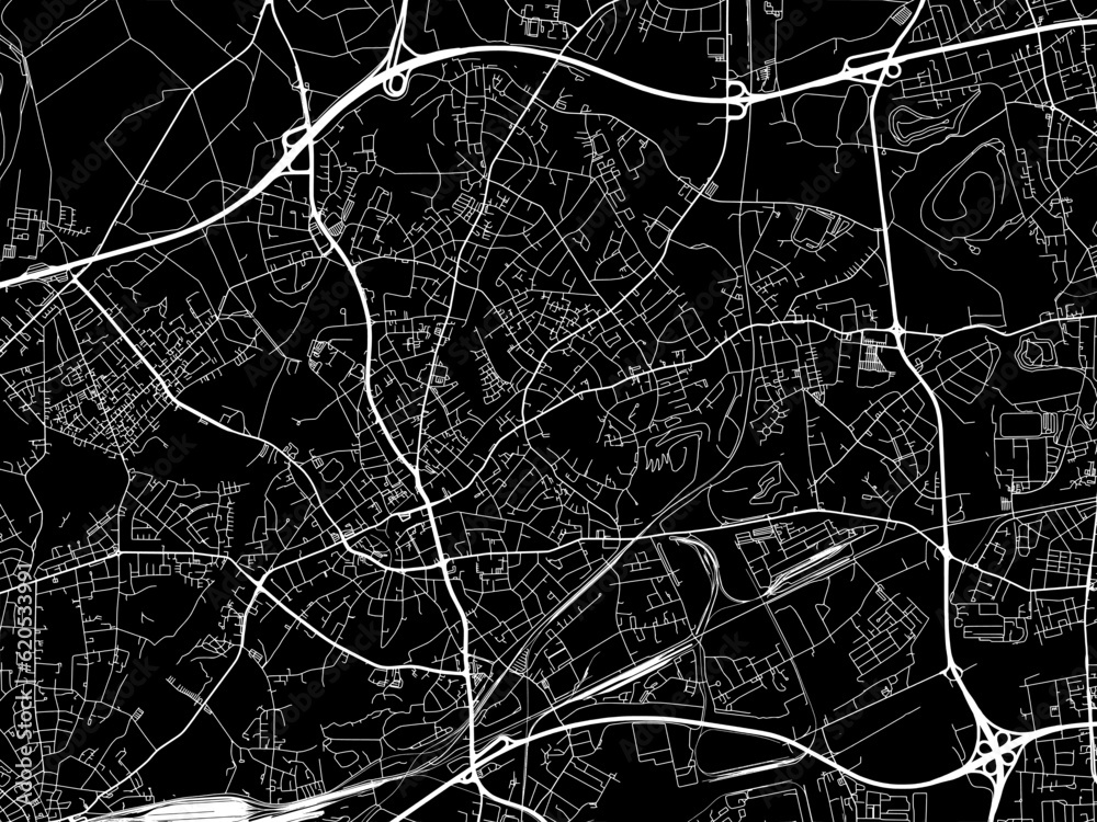 Fototapeta premium Vector road map of the city of Bottrop in Germany on a black background.